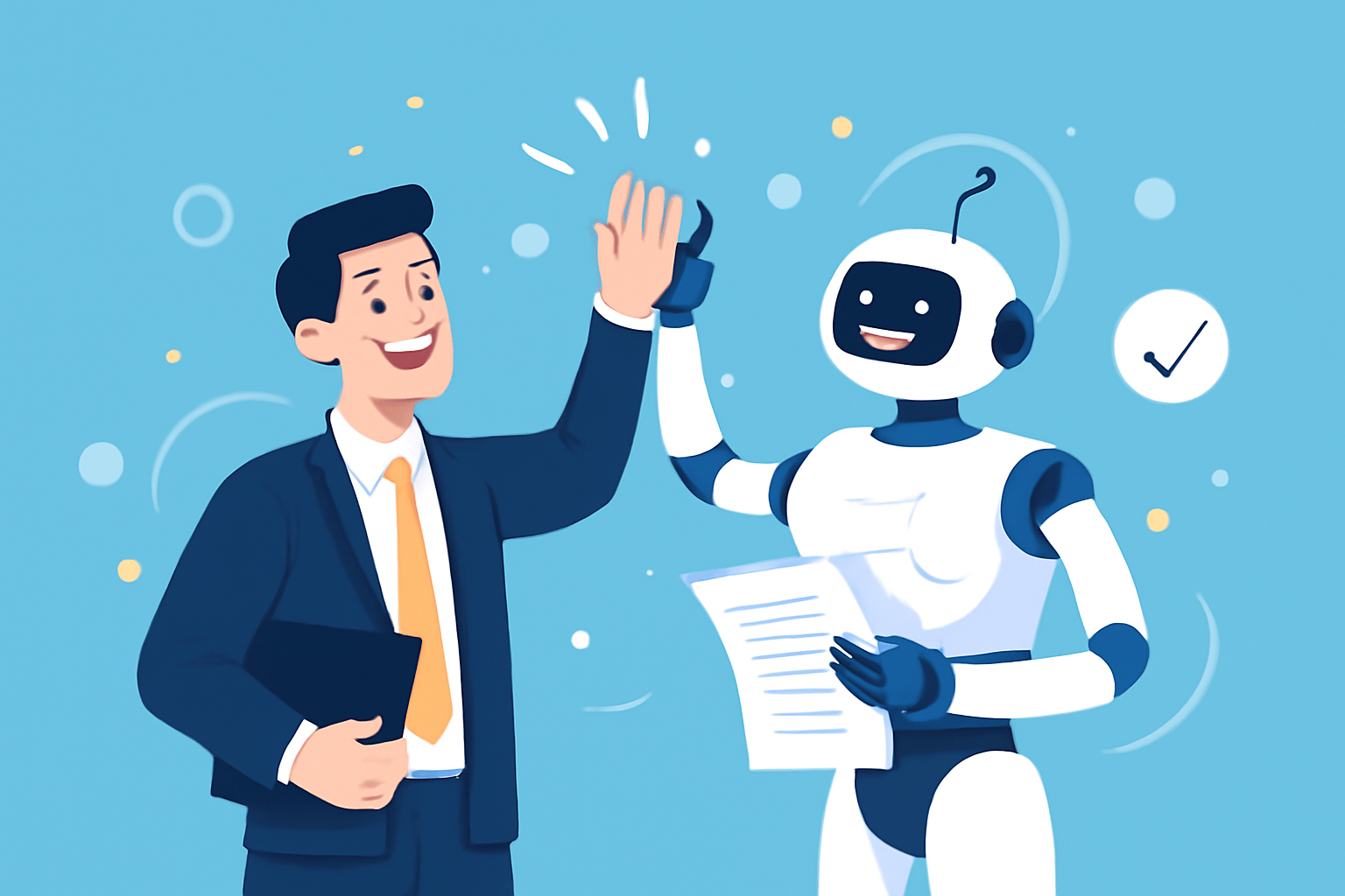 Businessman and Robot High-Fiving (1)